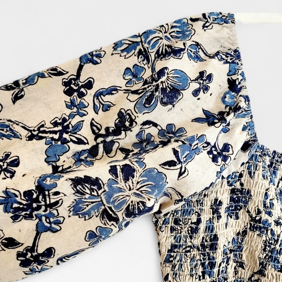 NWT MATA TRADERS Theodora Smock Top Blouse In Birch Blossom Hand Print Batik L - Picture 4 of 10